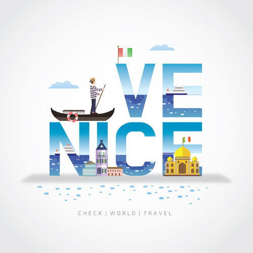 威尼斯 城堡古堡、水上项目与建筑插画的完美交融